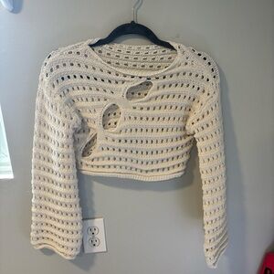 crochet cropped sweater with cut out detail